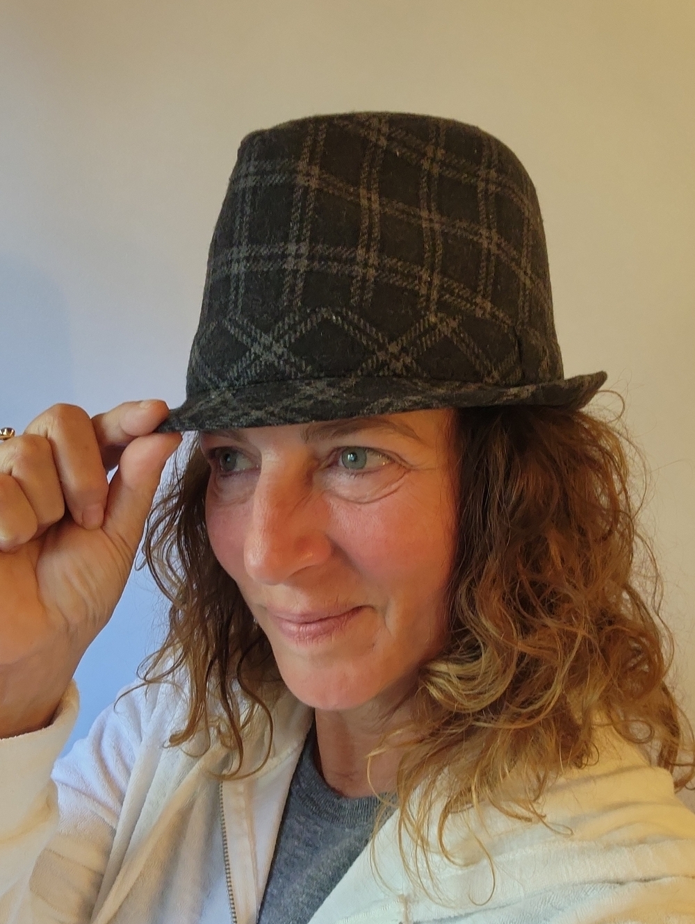 Vintage Crown Co. Women's Plaid Wool Blend Fedora Hat Size S-M